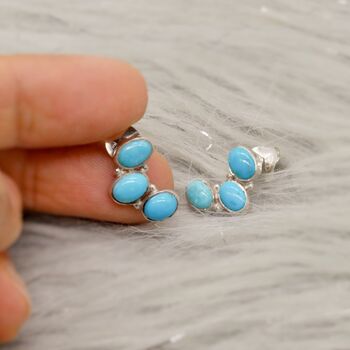 Blue Turquoise Silver Stud Earrings, 4 of 5