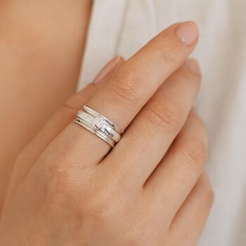 Personalised Sterling Silver Cubic Zirconia Spinner Ring – 6mm, 2 of 8