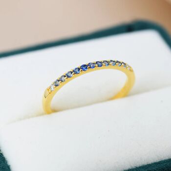 Sapphire Blue Ombre Half Eternity Ring Sterling Silver, 4 of 11