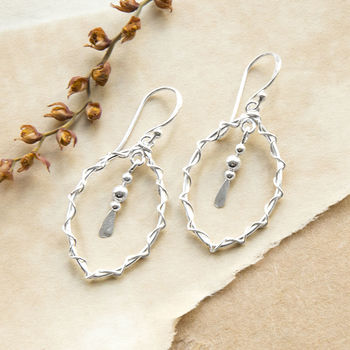 earrings sterling silver delicate oval wire dangly notonthehighstreet