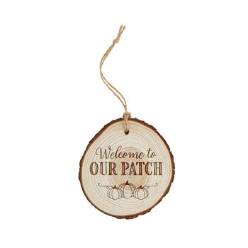 Welcome To Our Patch Wooden Log Sign | Door Hanger | Cosy Autumn Home Decor | Wall Decoration | Pumpkin Season Gift | Decoration, 2 of 2