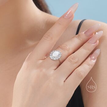 Sterling Silver Vintage Inspired Opal Cz Ring, 2 of 12