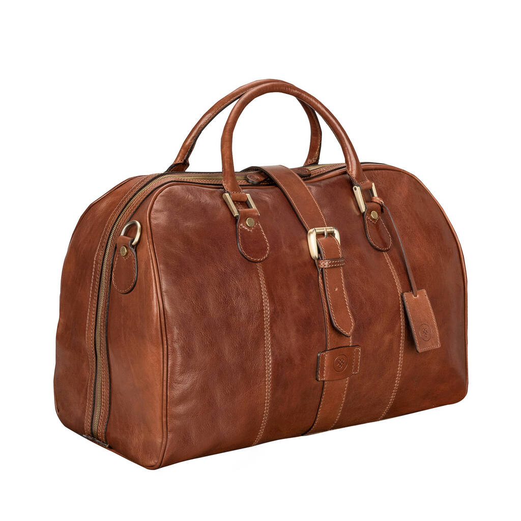 Personalised Leather Weekend Bag With Buckle Farini By Maxwell Scott Bags 7329