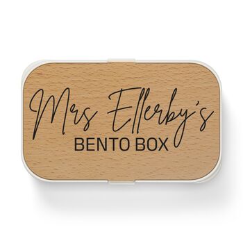 Personalised Teacher Gift Bento Box With Wooden Lid, 3 of 7