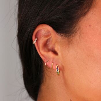 9ct Gold Pave Cz 8mm Helix Hoop 26 Ga Piercing, 4 of 5