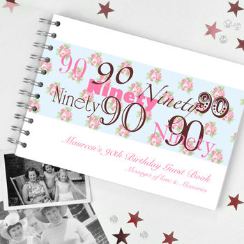 Personalised 90th Birthday Guest Book, 3 of 10
