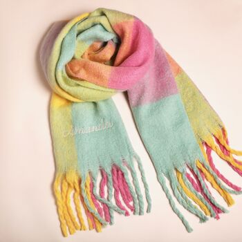 Personalised Pastel Check Winter Scarf, 2 of 5