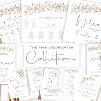 Wedding Table Menu Pink Wildflower, 4 of 4