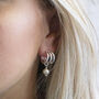 Silver Plated Triple Hoop Pearl Earrings, thumbnail 5 of 6