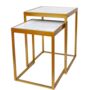 Nesting Tables Set Of Two White Marble And Brass Finish, thumbnail 3 of 3