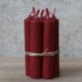 A Bundle Of Six Short Dark Red Candles, thumbnail 1 of 6