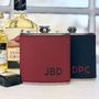 Red And Black Personalised Leather Initial Hipflask, thumbnail 1 of 2