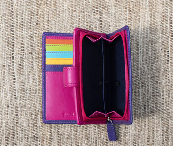 Purple Multi Colour Leather Purse Wallet Rfid, 11 of 11