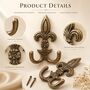 Vintage Brass Fleur De Lis Wall Hooks Set Of Two, thumbnail 5 of 9