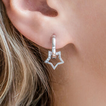 Crystal Encrusted Star And Hoop Earrings, 2 of 3