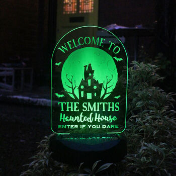 Personalised Haunted House Halloween Solar Light Sign, 4 of 9