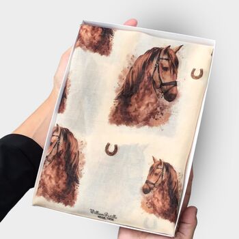 Horse Head Print Scarf In Personalised Gift Box, 2 of 6