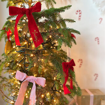 Luxury Personalised Velvet Christmas Tree Bow, 3 of 9