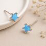 Sterling Silver Blue Opal Star Stud Earrings, thumbnail 1 of 10