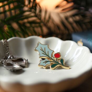 Holly Leaf Enamel Pin Badge For Christmas, 4 of 8