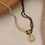 Two Layer Pearl Zircon Mangalsutra Pendant, thumbnail 3 of 5