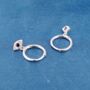 Silver Evil Eye Charm Hoop Earrings, Charm Earrings, Dainty Hoops, thumbnail 6 of 7