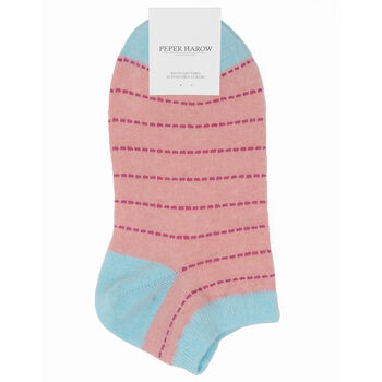 Grid Cream And Dash Pink Women's Trainer Socks Bundle, 7 of 8