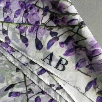Monogram Wisteria Floral Print Silk Mix Scarf, 3 of 7