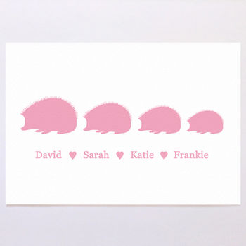Personalised Hedgehog Family Print, 4 of 5