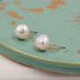 Sterling Silver Genuine Fresh Water Pearls Stud Earrings, thumbnail 3 of 12