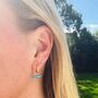 The T Bar Turquoise Hoop Earrings, Gold Plated, thumbnail 2 of 6