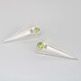 Deco Triangle Spike Stud Earrings With Peridot, thumbnail 7 of 11