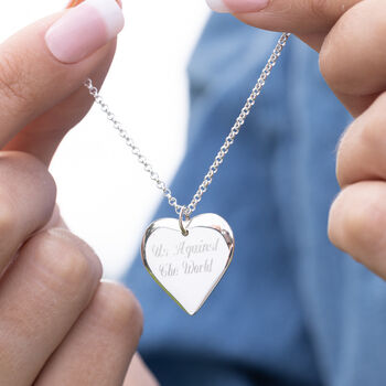 Engraved Large Heart Necklace, Sterling Silver, 4 of 7