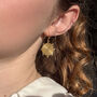 Gold Plated Spiral Disc Earrings With Dots, thumbnail 1 of 3
