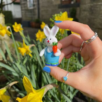 Easter Hand Blown Glass Bunny, 2 of 11