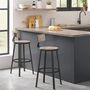 Set Of Two High Back Bar Stools Kitchen Stools Chairs, thumbnail 1 of 8