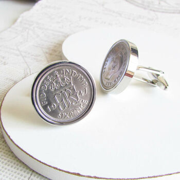 Personalised Sixpence Year Coin Cufflinks, 6 of 6