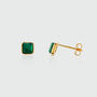 Aurora Malachite And Gold Plated Square Stud Earrings, thumbnail 3 of 4