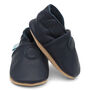 Dotty Fish Plain Navy Soft Leather Baby Shoes With Barefoot Soles, thumbnail 5 of 8