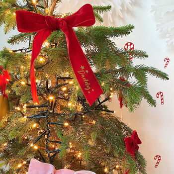 Luxury Personalised Velvet Christmas Tree Bow, 2 of 9