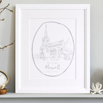 Personalised Colour Line Wedding Drawing, 4 of 7