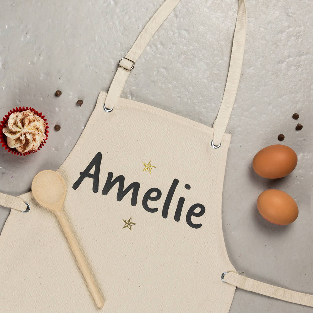 Personalised Childrens Apron With Name And Star Design, 1 of 3