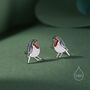 Sterling Silver Enamel Robin Bird Stud Earrings In Sterling Silver, thumbnail 1 of 12