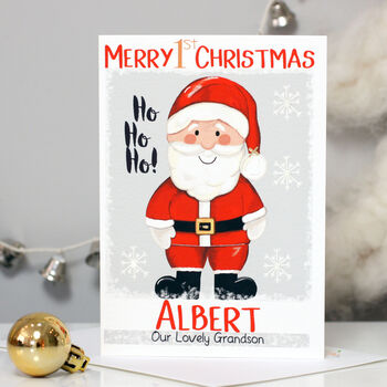 Personalised Santa Baby 1st Christmas Card, 2 of 10