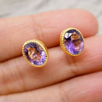 Purple Amethyst Sterling Silver Studs, 10 of 12