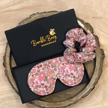 Luxurious 100% Silk Scrunchie/Eye Mask Gift Betsy Pink, 2 of 3