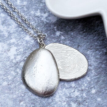 Silver Fingerprint Pebble Locket Necklace, 2 of 5