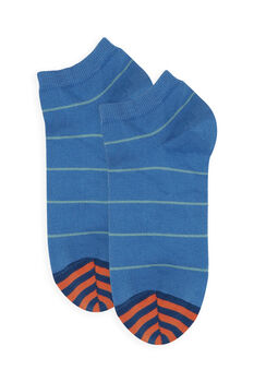 Thin Stripe Blue And Dash Grey Men's Trainer Socks Bundle, 2 of 6