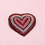 Beaded Heart Brooch Red And Pink, thumbnail 1 of 2