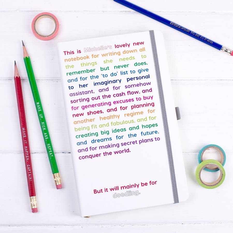 personalised hardback notebook by auntie mims